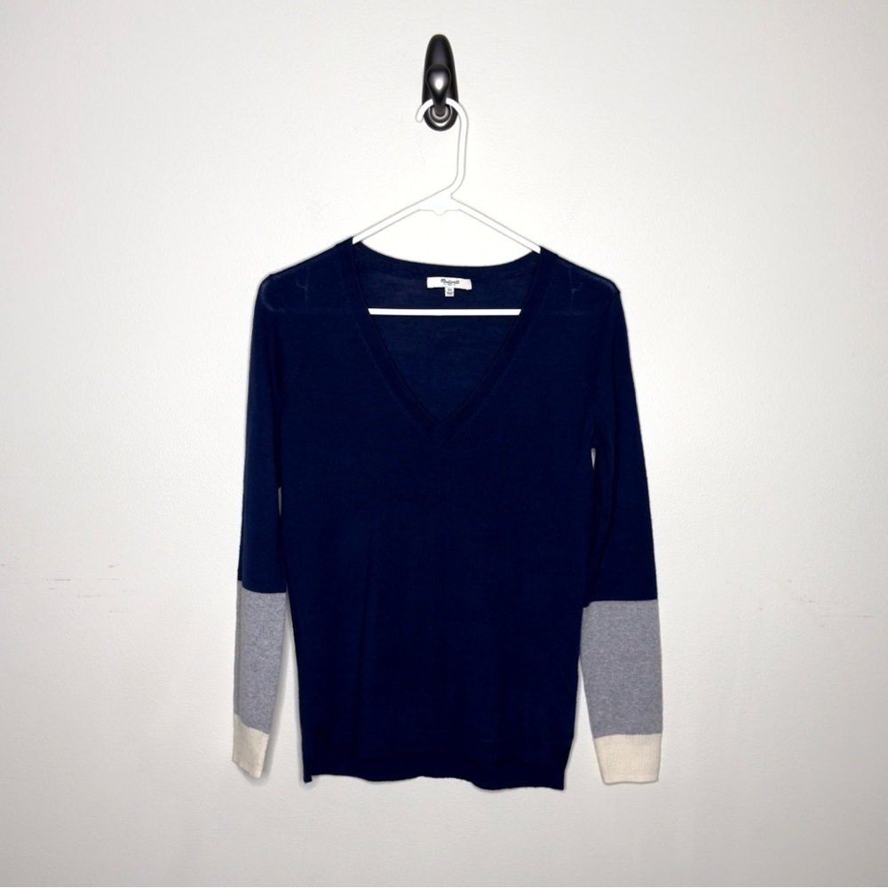 Madewell Merino Wool V Neck Sweater Navy